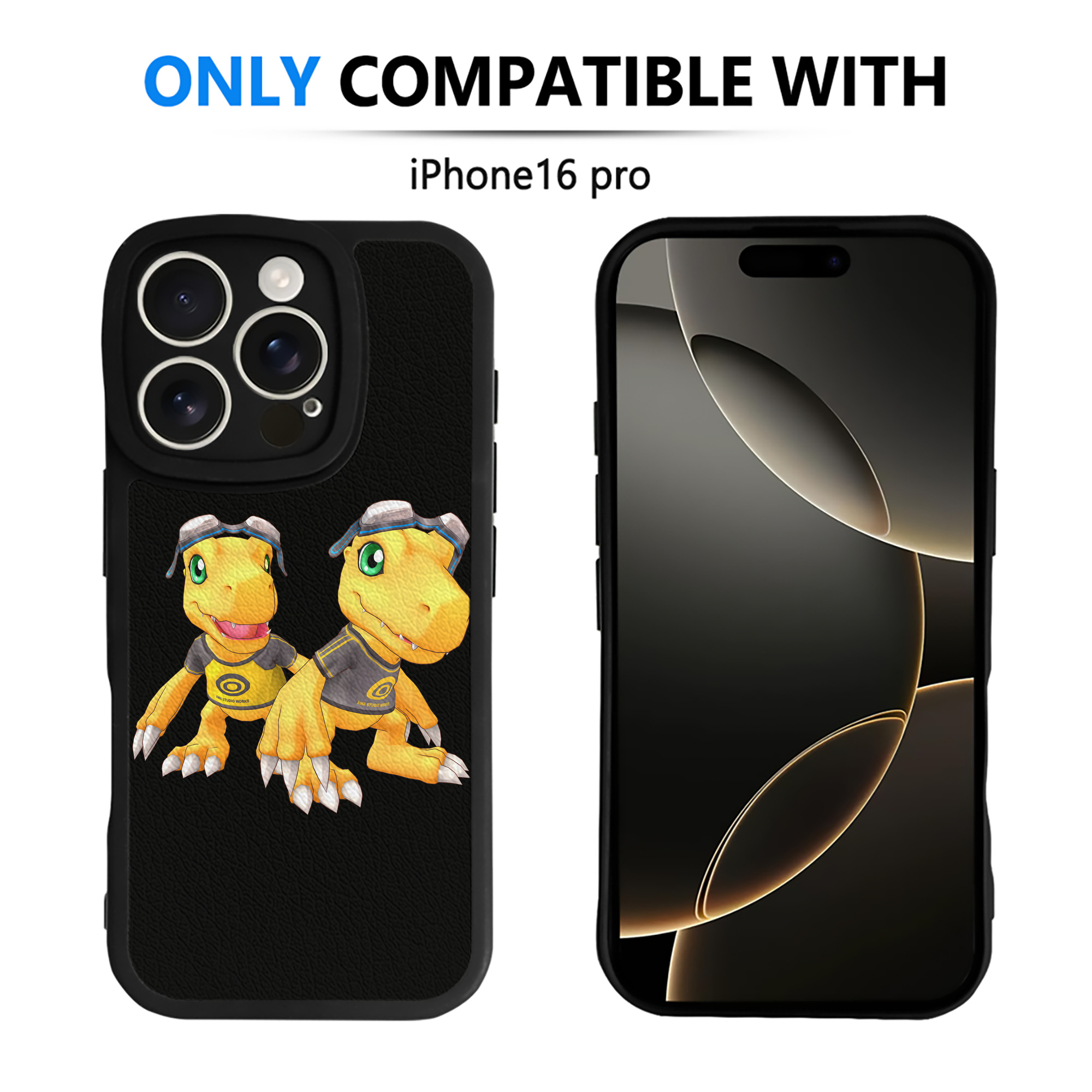 （画像用） Digimon デジタルモンスター/デジモン 【iPhone 16シリーズ対応】シリコンスマホケース（レザー調） 材質：シリコン